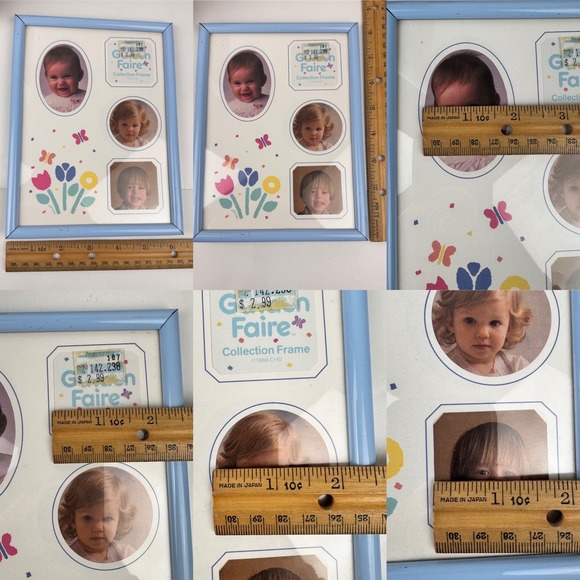 3 Vtg 1987 Garden Faire Collection Frame Blue Metal Border Oval Matboard Collage - Picture 3 of 11